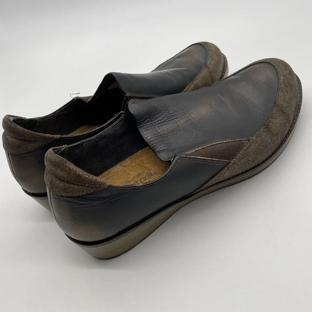 Noat Vtg Women Loafers Size 10 Brown Leather Slip‎ On Low Wedges  Shoes
